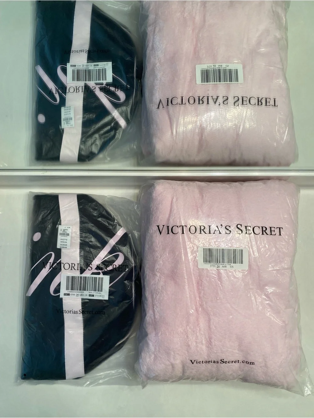 PINK Black and Light Pink Duffle Bag with 'Pink' Script and Blanket